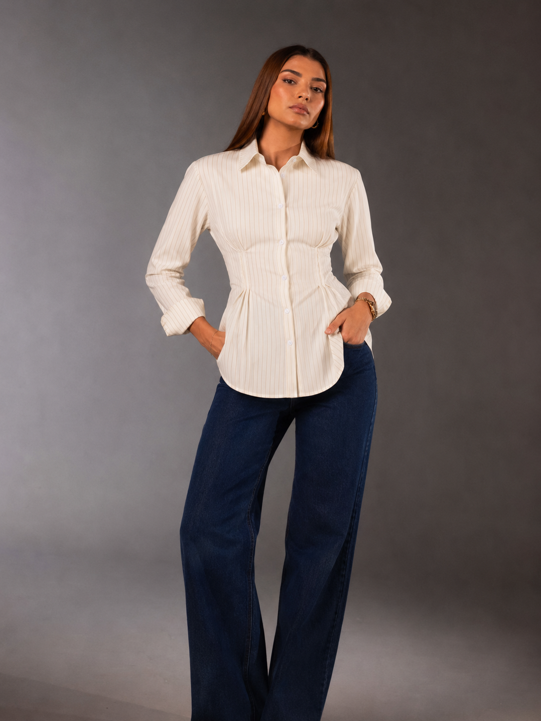 White Striped Shirt With Back Tie
