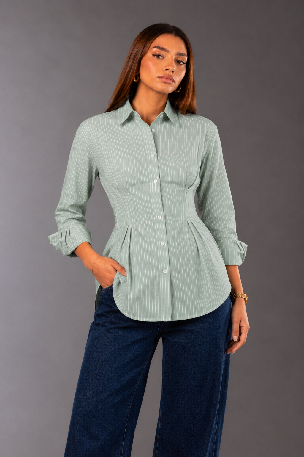 Bestag Striped Shirt With Back Tie