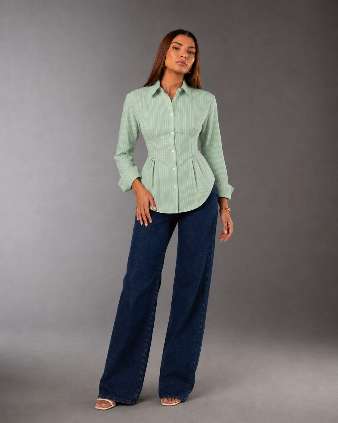 Bestag Striped Shirt With Back Tie