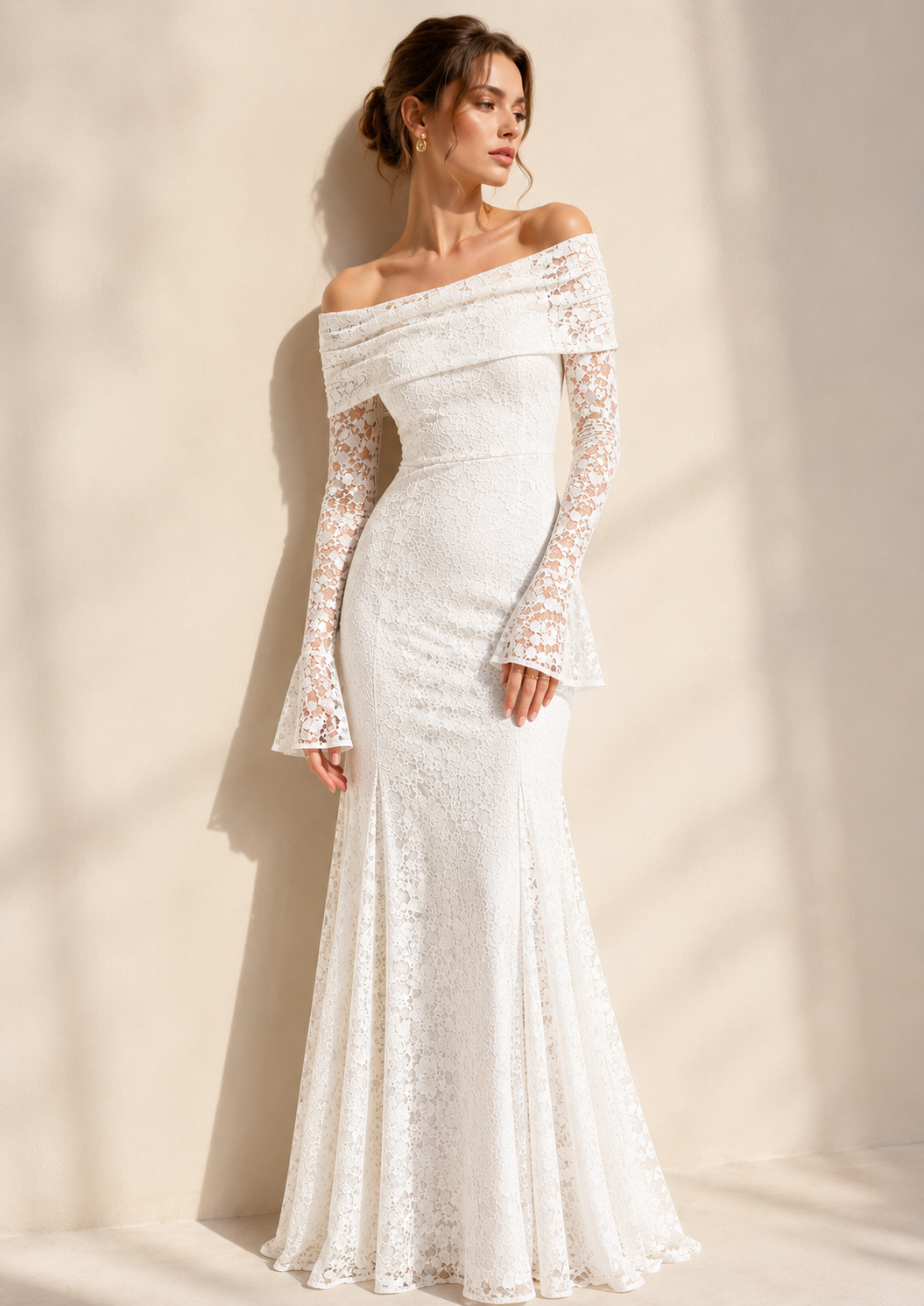 Ivory Lace Mermaid White Dress