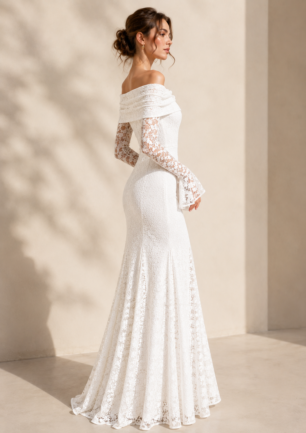 Ivory Lace Mermaid White Dress