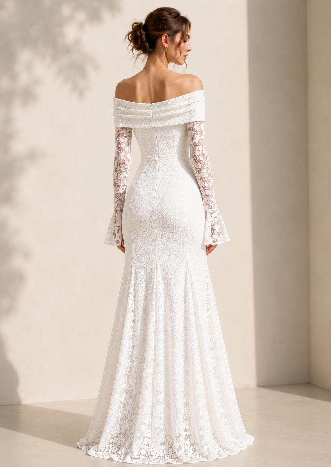 Ivory Lace Mermaid White Dress