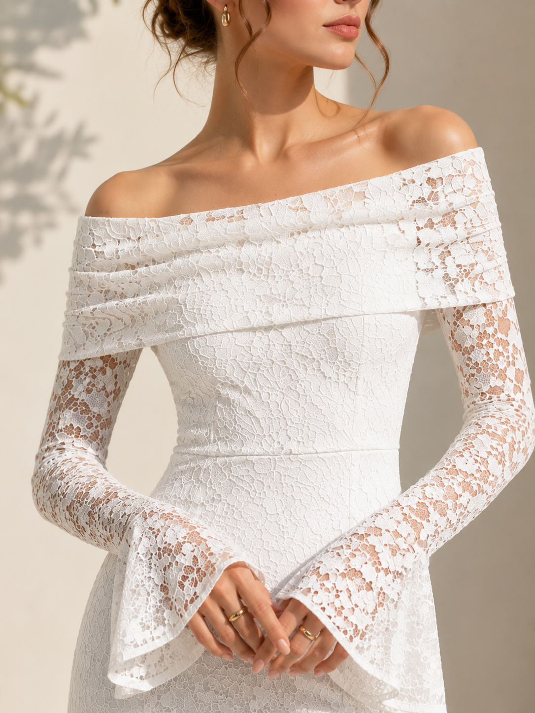 Ivory Lace Mermaid White Dress