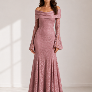 Ivory Lace Mermaid Rose Gold Dress