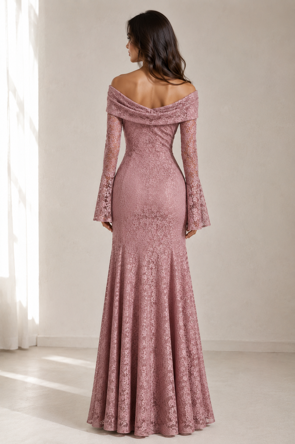Ivory Lace Mermaid Rose Gold Dress