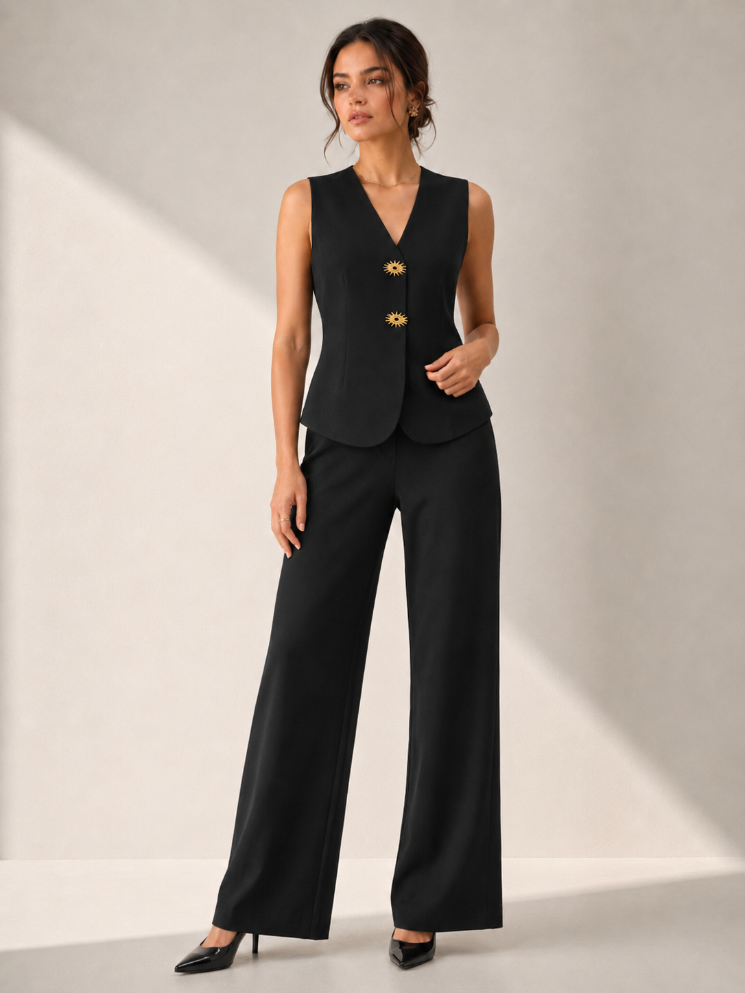 Black Tailored Chic Vest