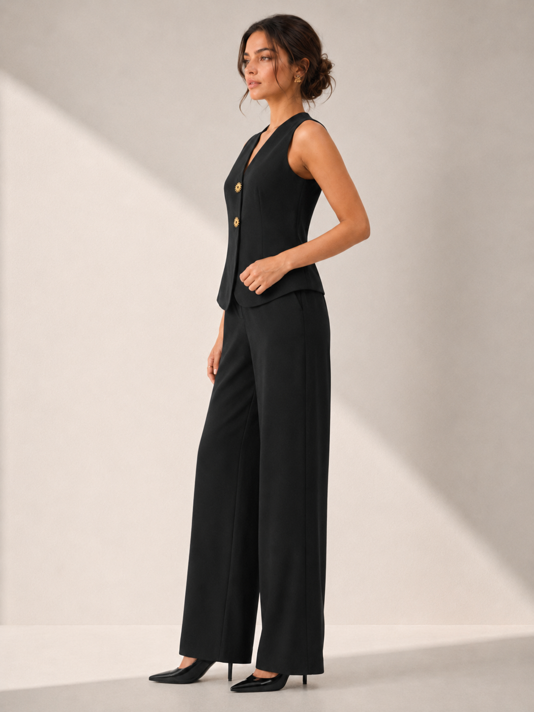 Black Tailored Chic Vest