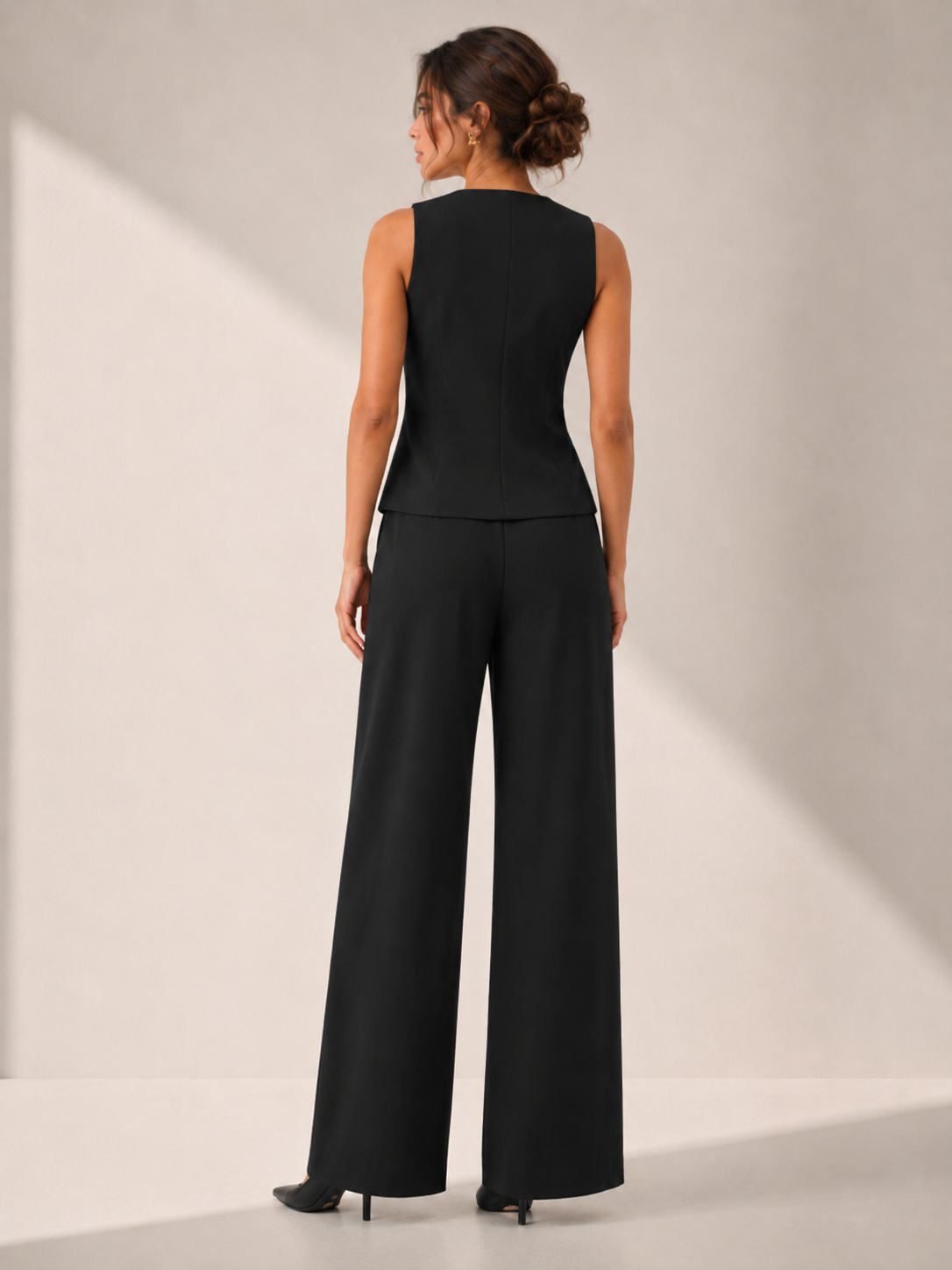 Black Tailored Chic Vest