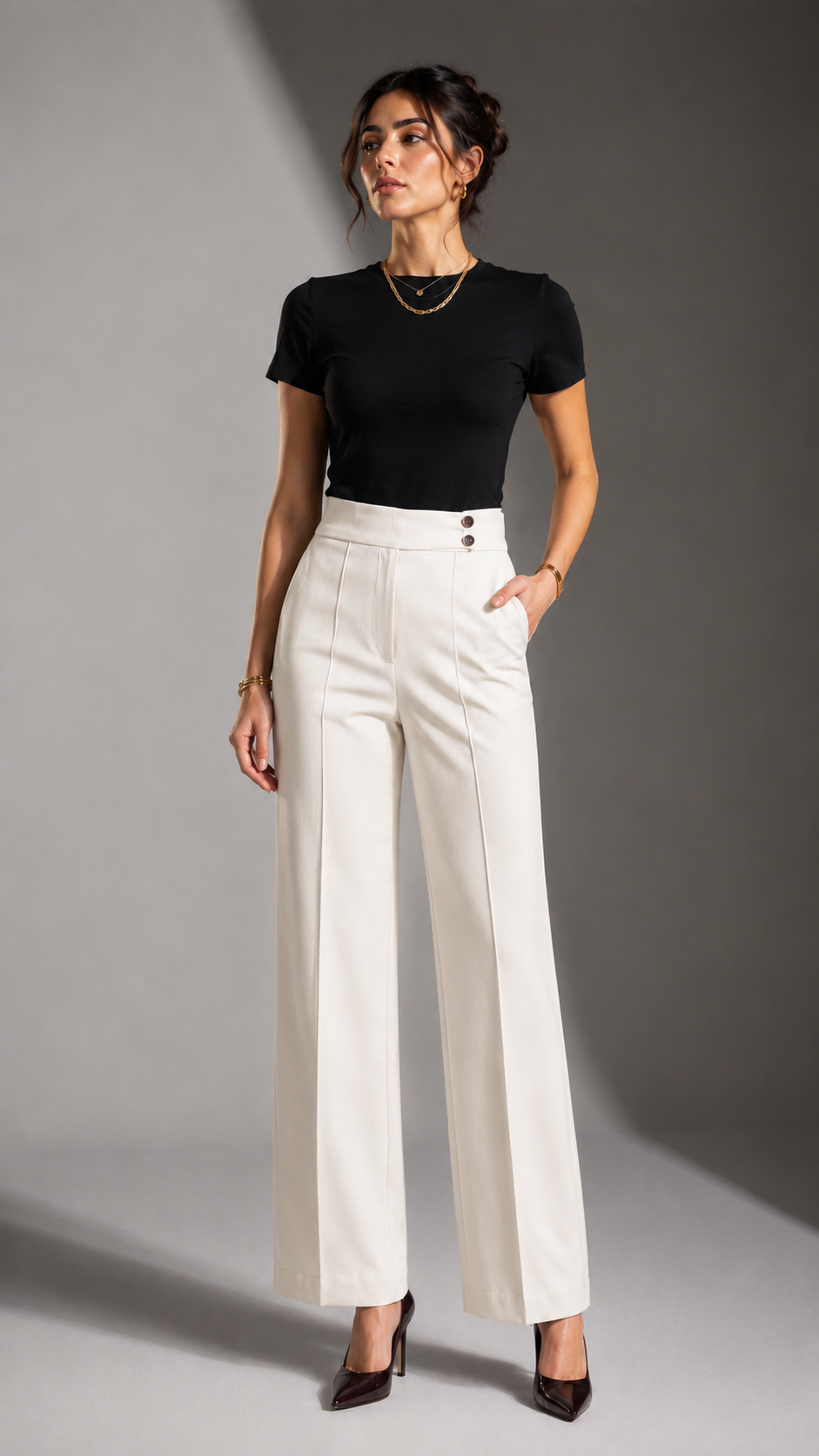 Off White Tailored Wide-Leg Pants