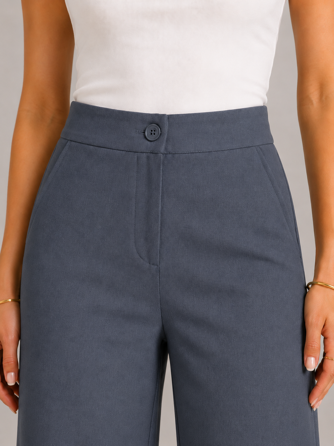 Dusty Blue TR Wide-Leg Pants