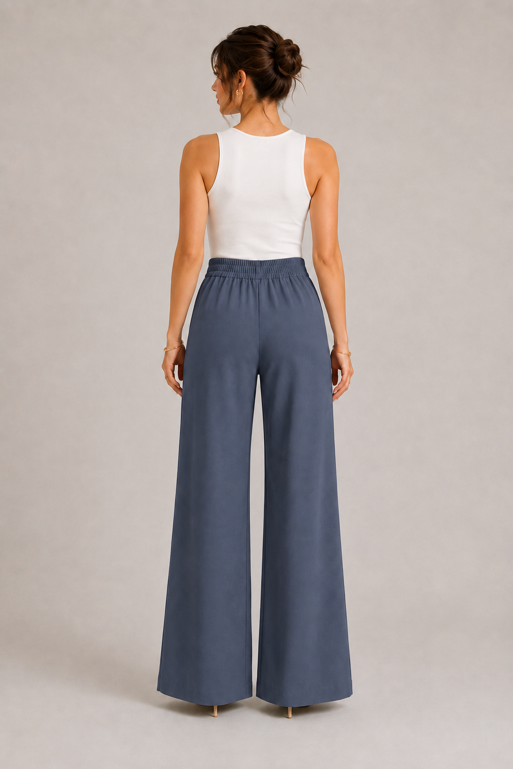 Dusty Blue TR Wide-Leg Pants