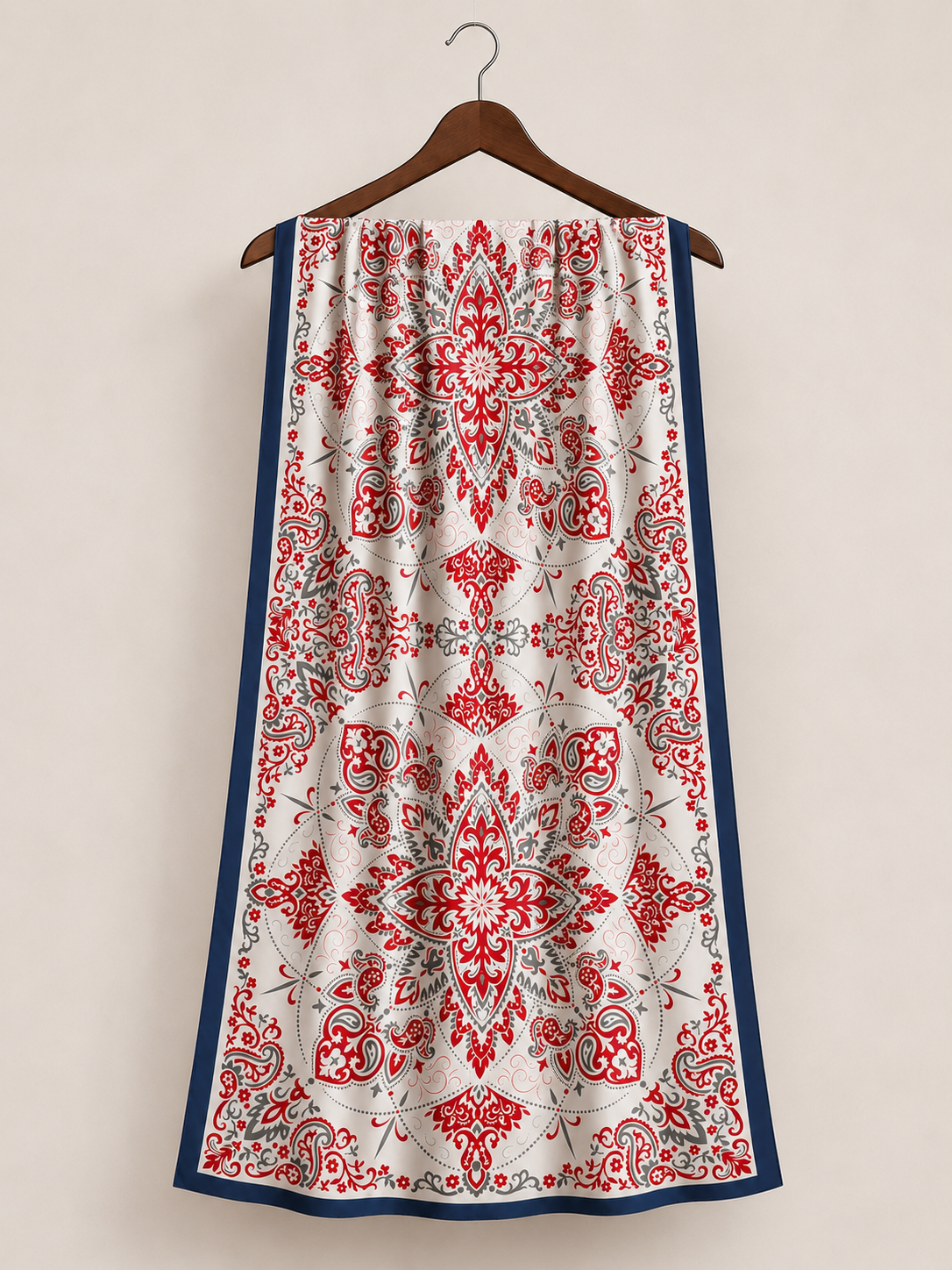 Crimson Medallion Silk Scarf