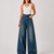 Blue Washed Double Wide Leg Jeans