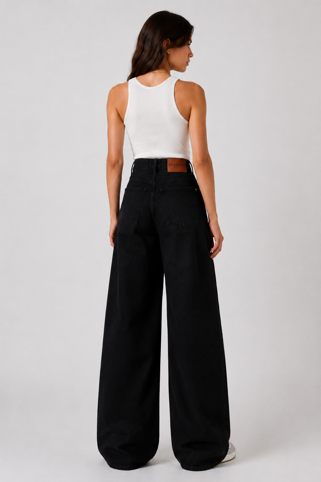 Black Double Wide Leg Jeans