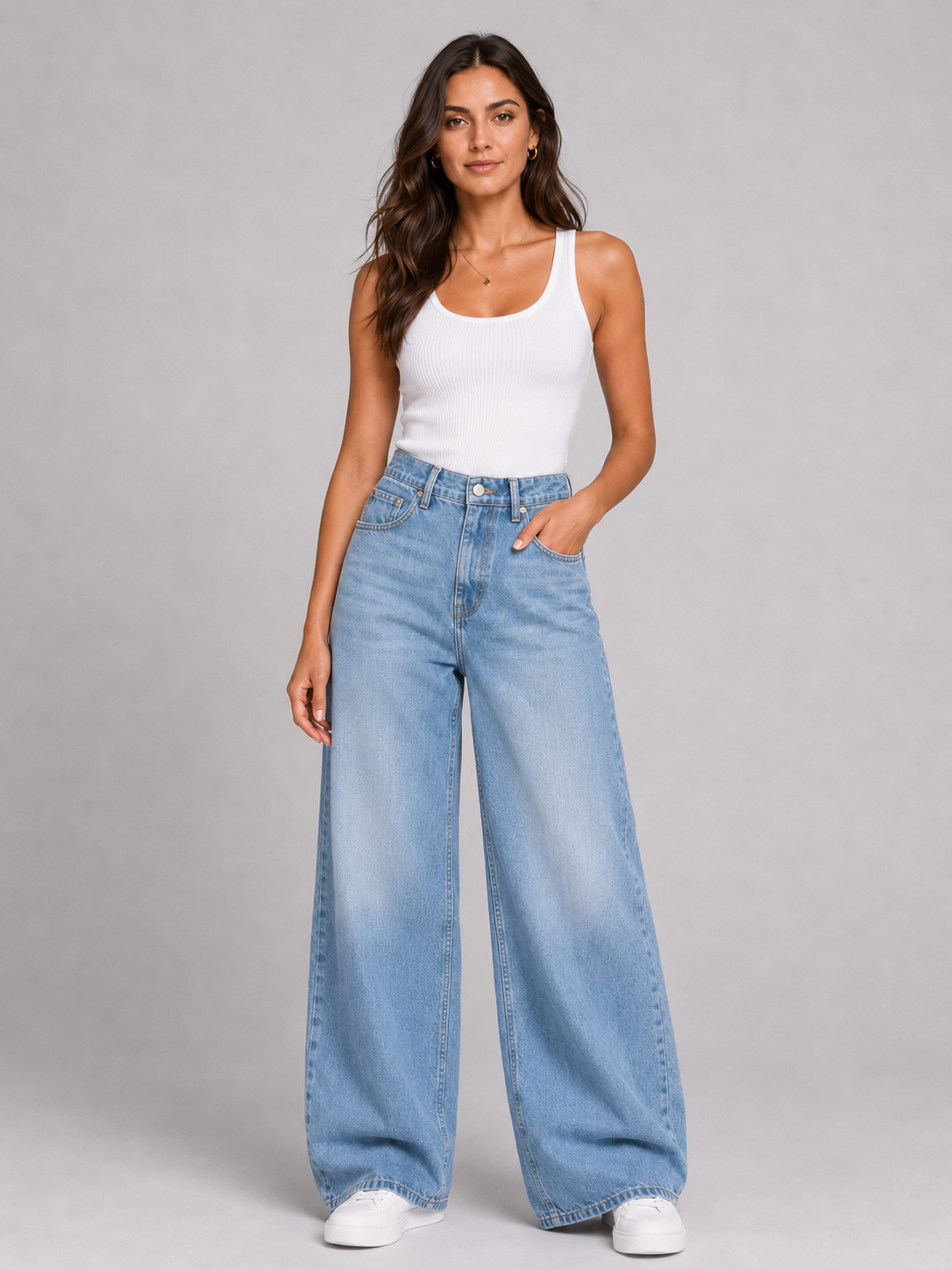 Light Jeans Double Wide Leg Jeans