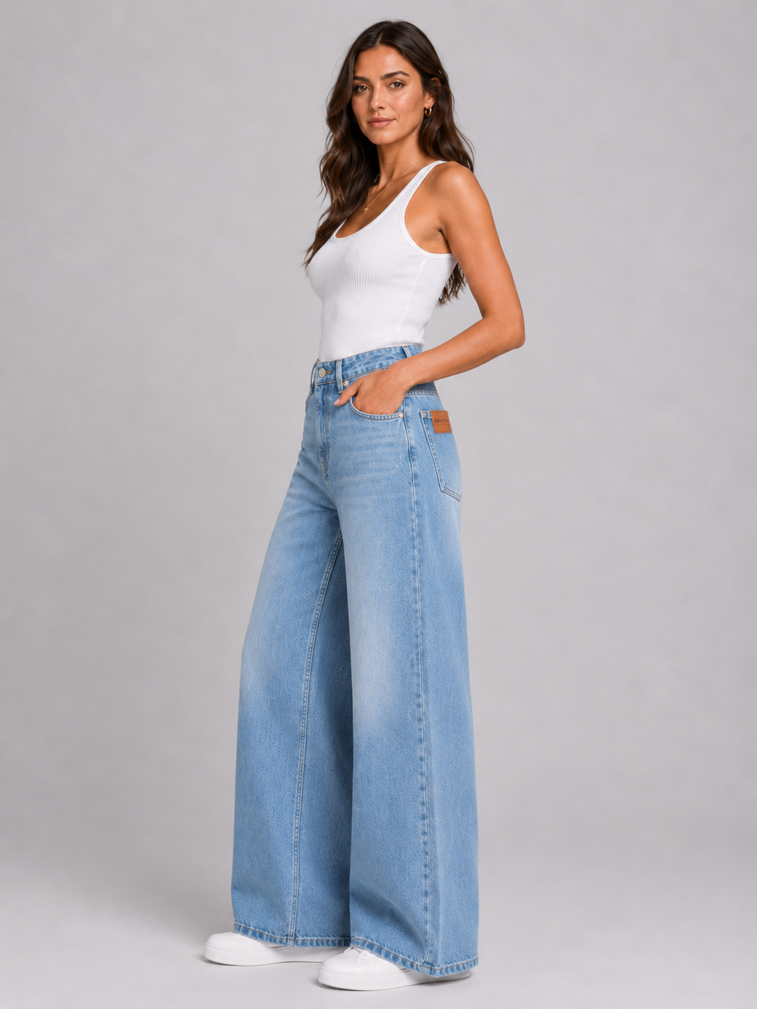 Light Jeans Double Wide Leg Jeans