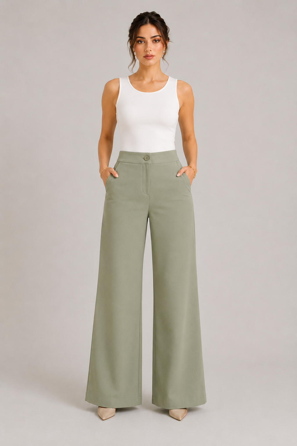 Olive TR Wide-Leg Pants