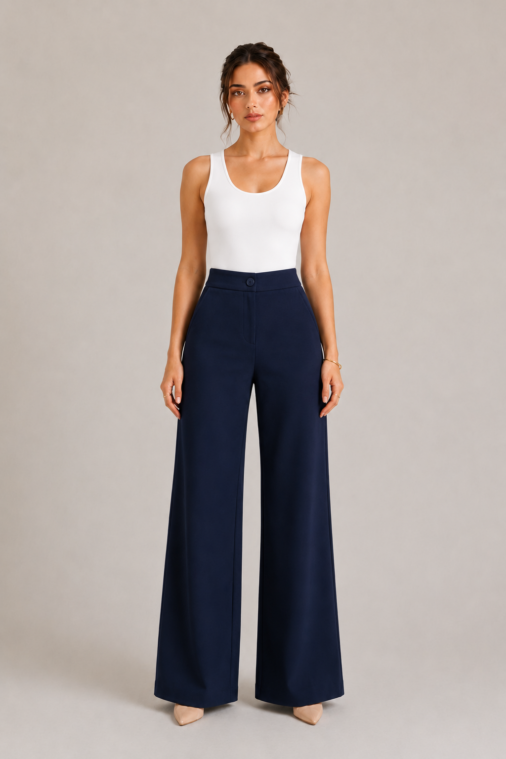 Navy TR Wide-Leg Pants