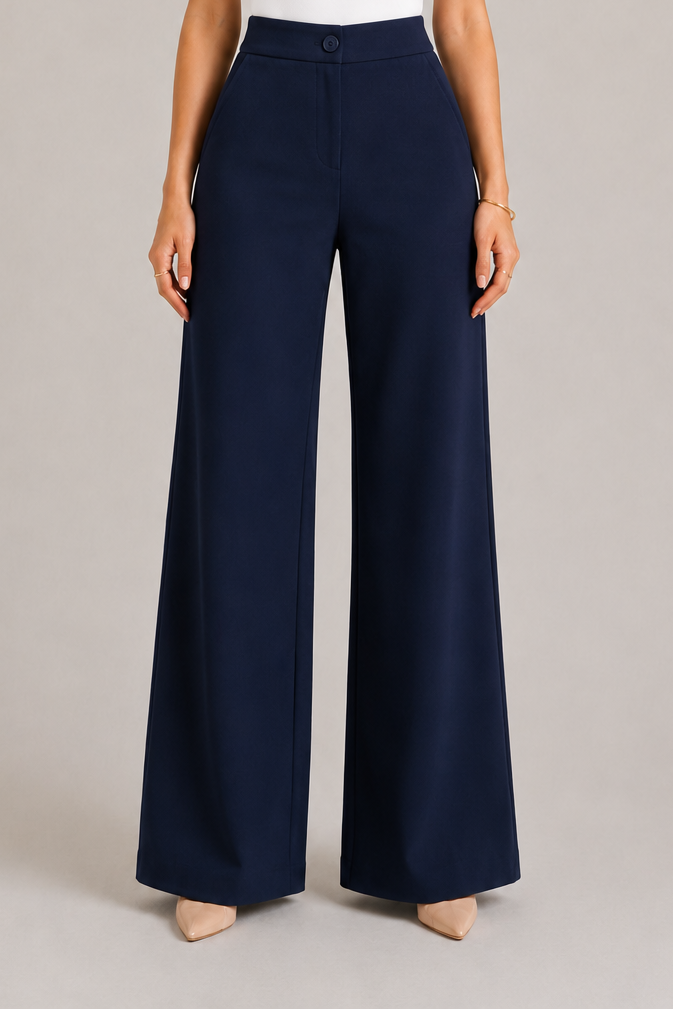 Navy TR Wide-Leg Pants