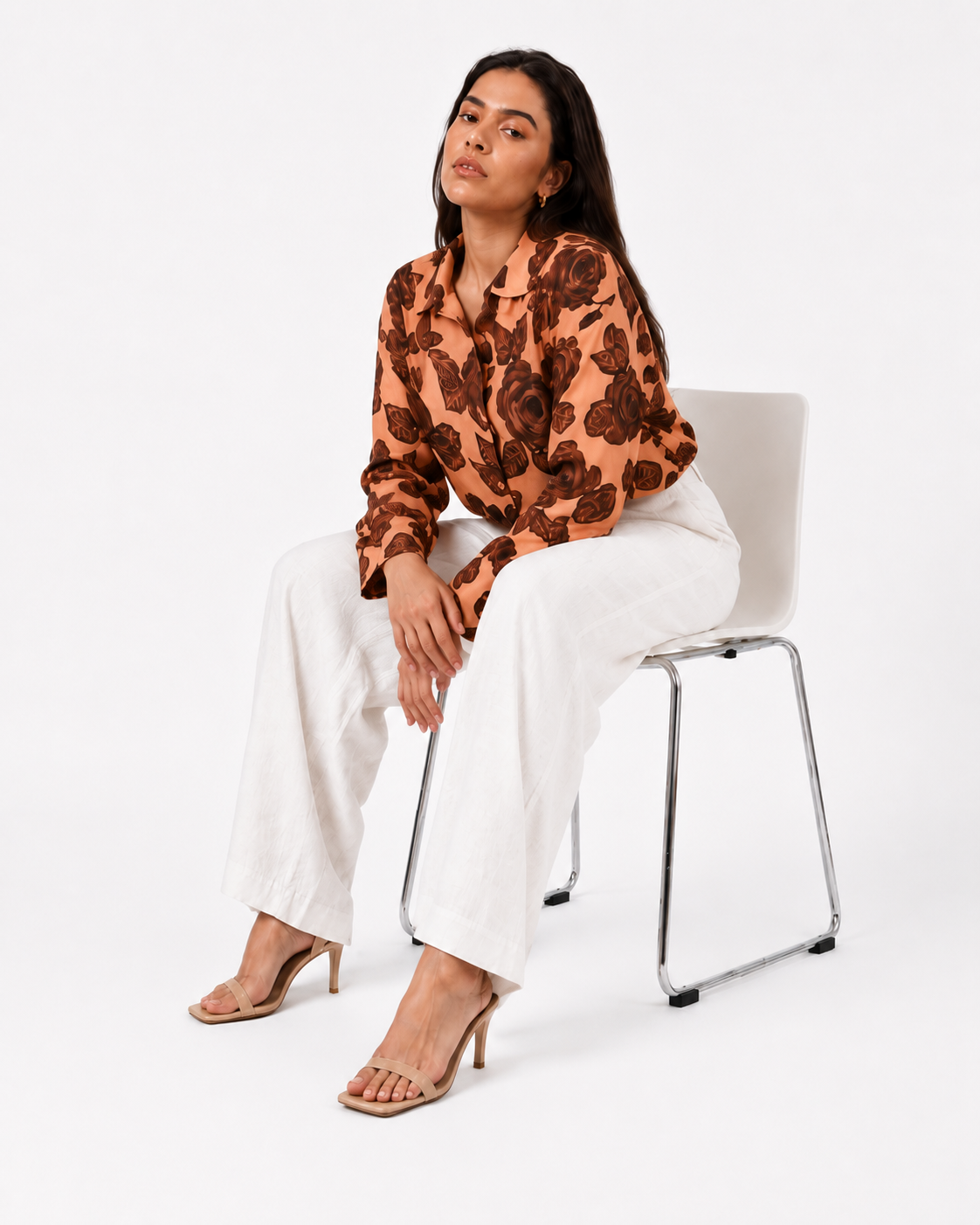 Mocha Orange Printed Shirt