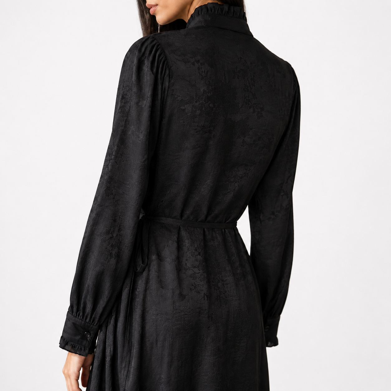Maxi Dress with Waist Tie and Ruffle Details