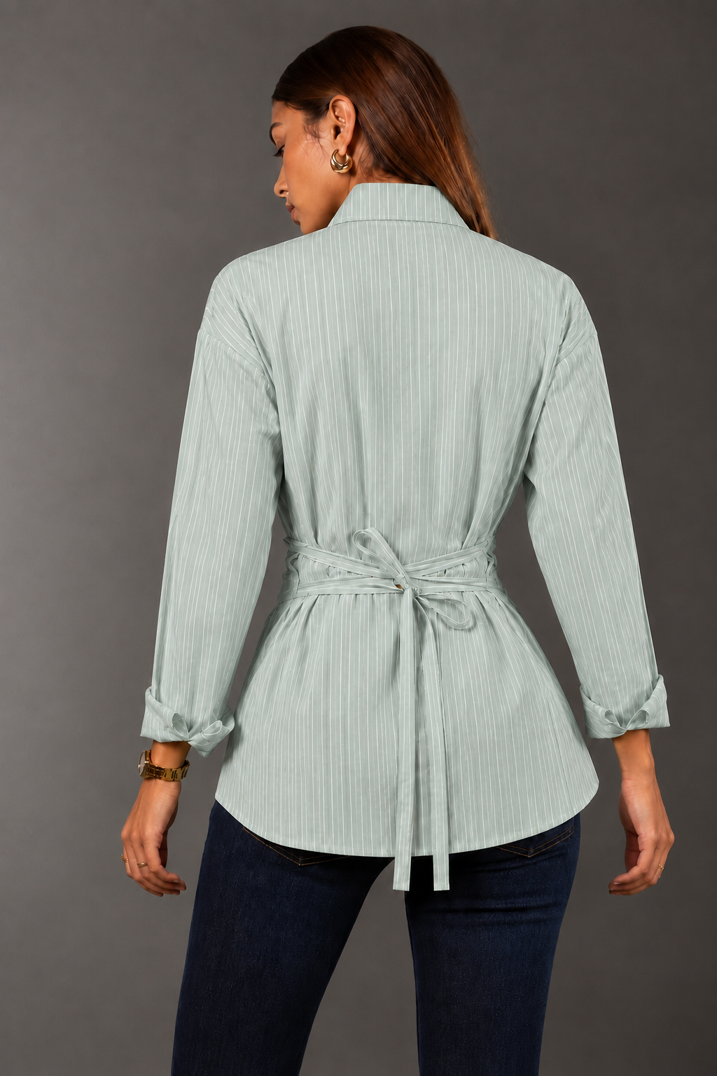 Bestag Striped Shirt With Back Tie