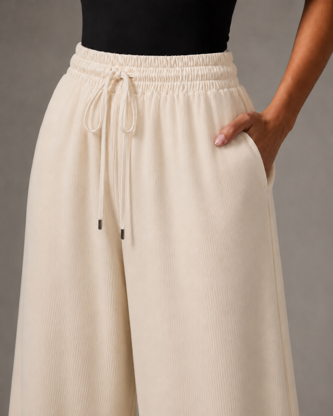 Off-White Rib Modal Wide-Leg Pants