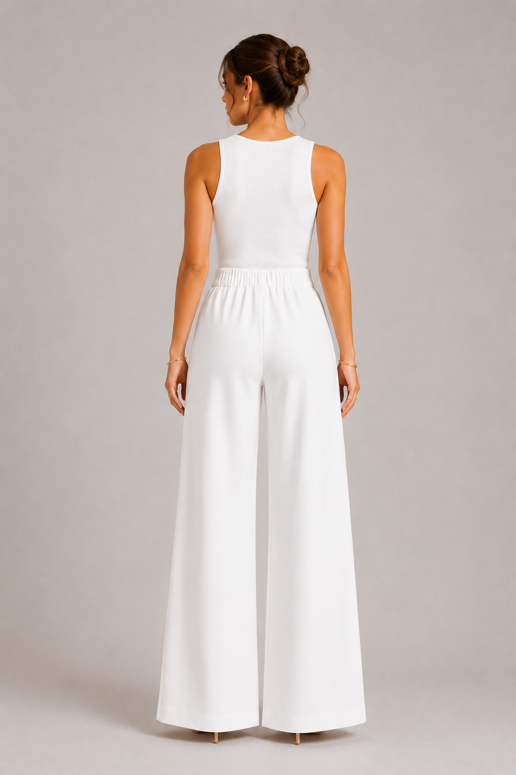 White TR Wide-Leg Pants