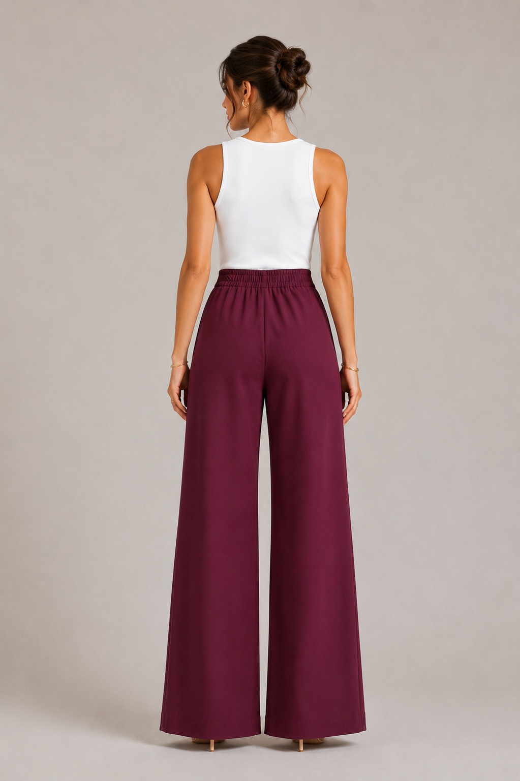 Burgundy TR Wide-Leg Pants