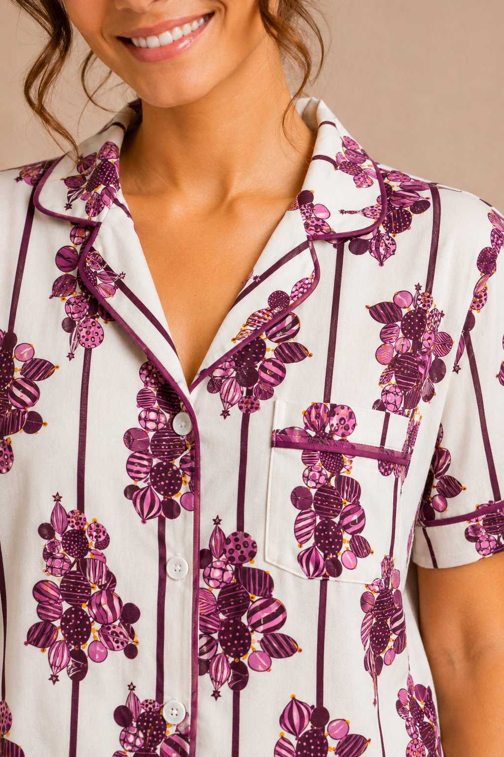 Purple Floral Cotton Pajama Set