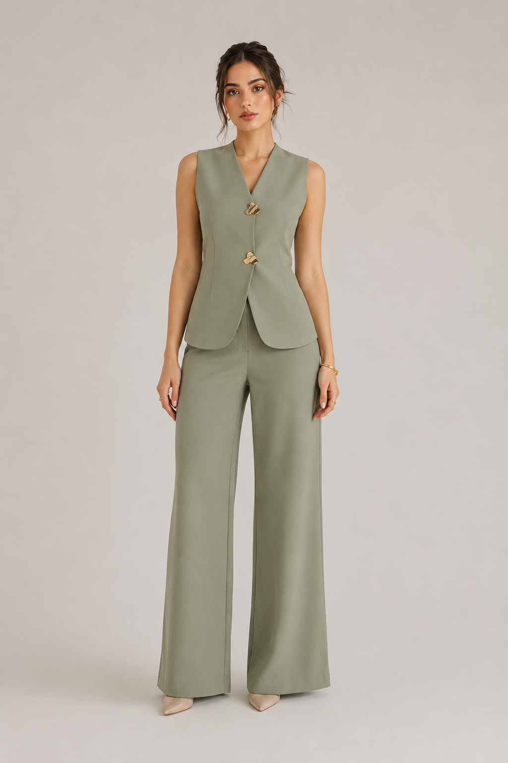 Olive Tailored Chic Vest