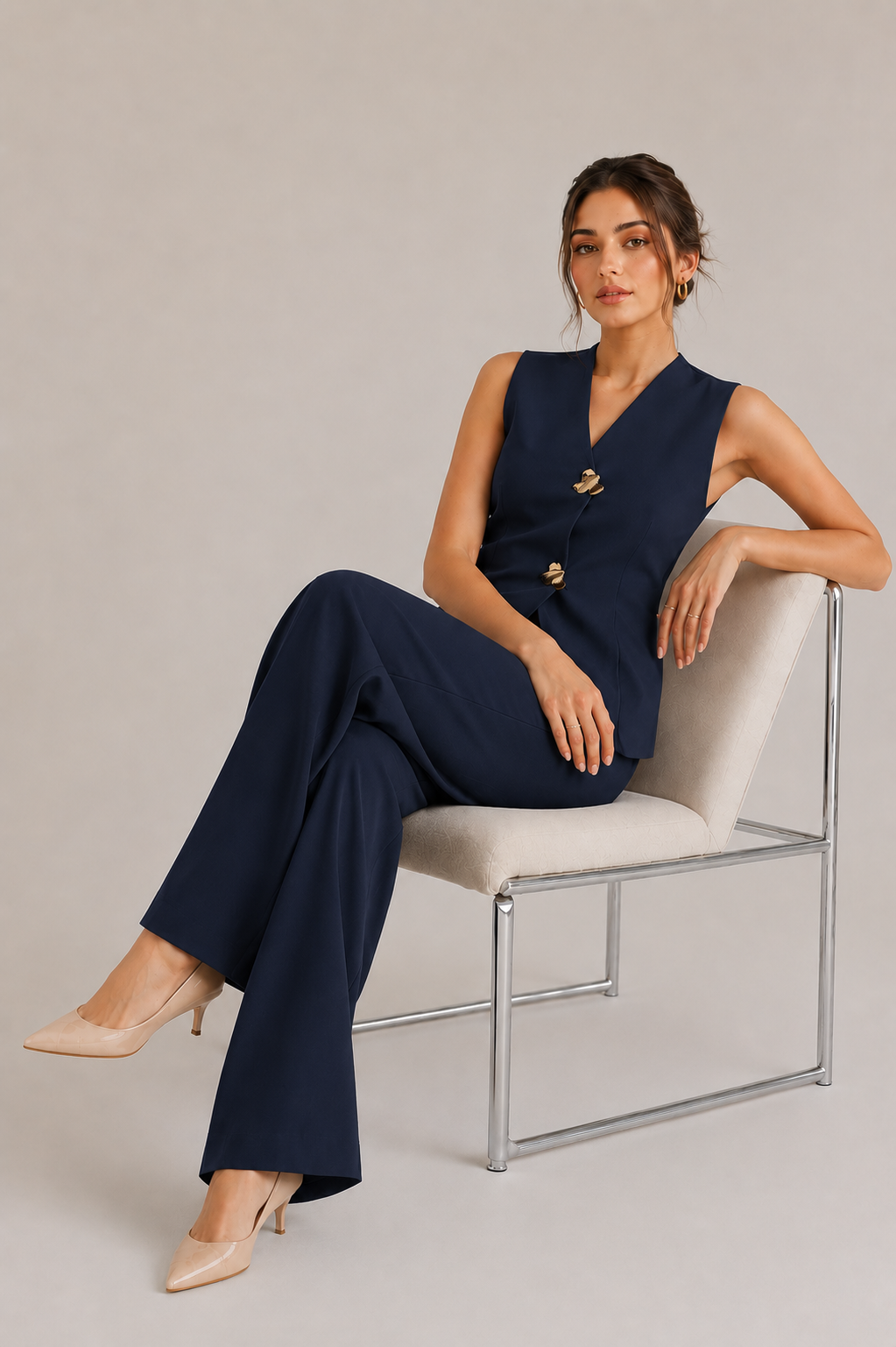 Navy Tailored Chic Vest
