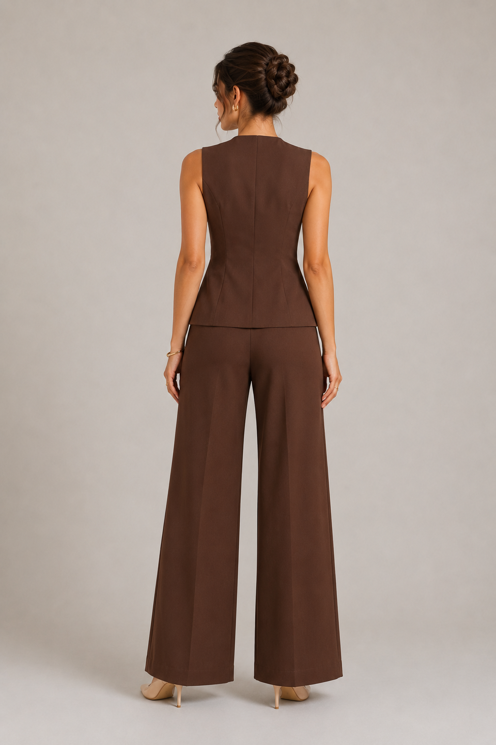 Brown Tailored Chic Vest