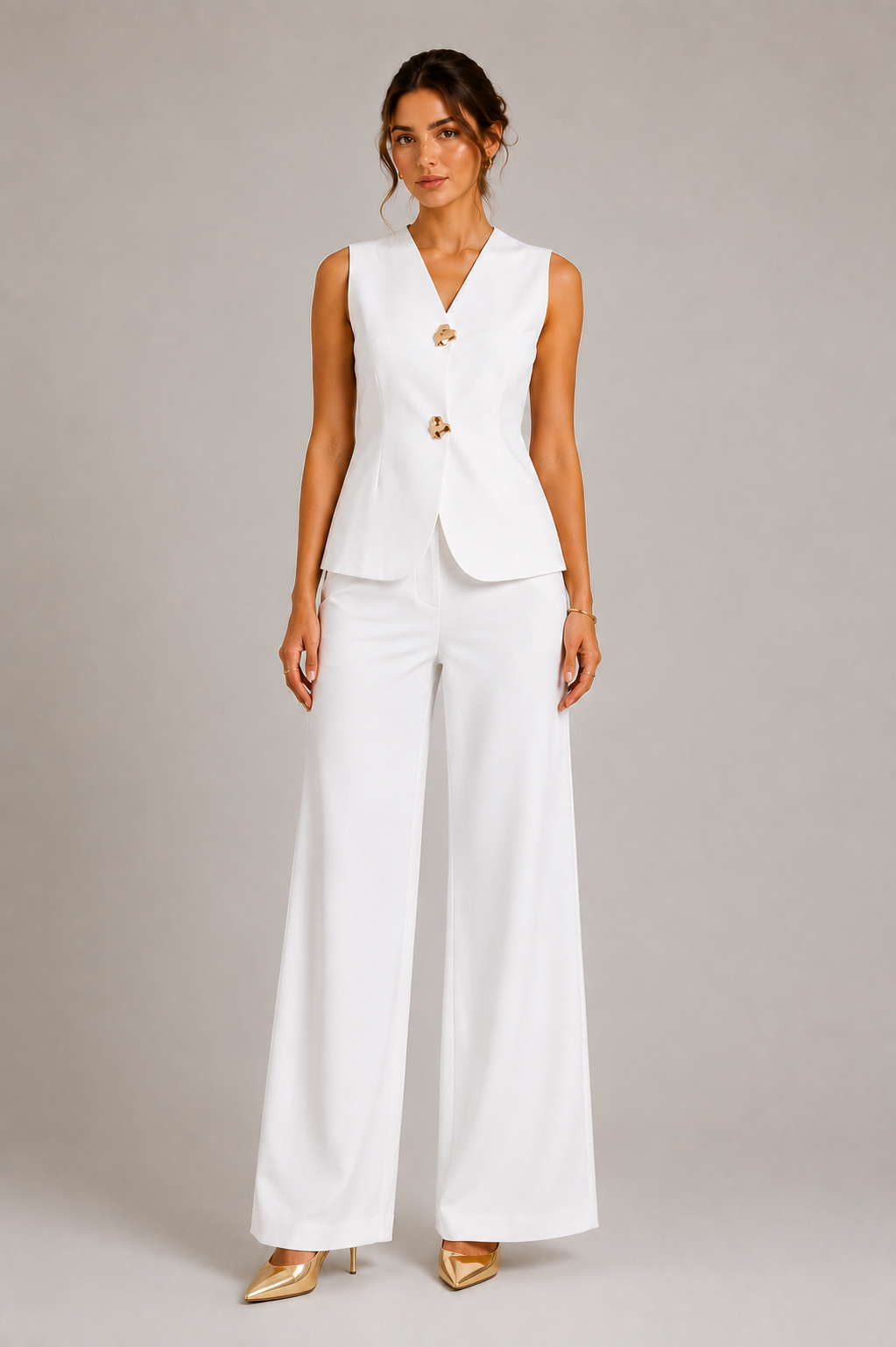 White Tailored Chic Vest