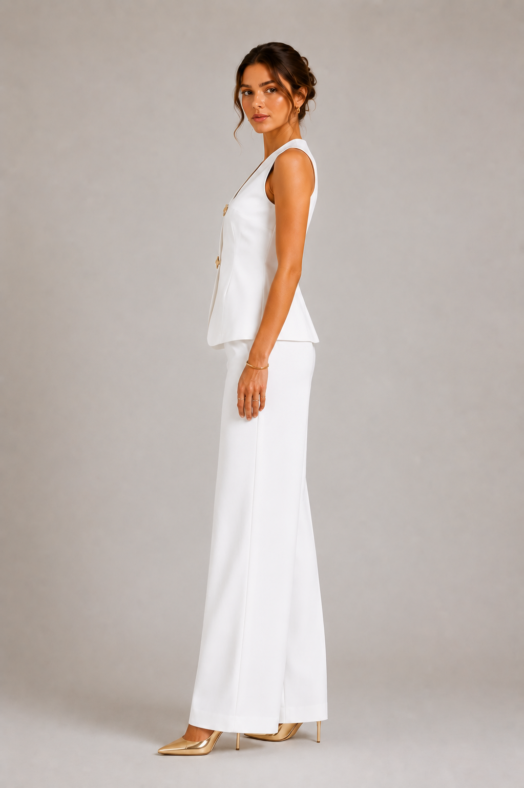 White Tailored Chic Vest