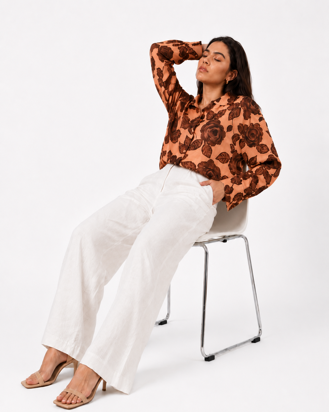 Mocha Orange Printed Shirt