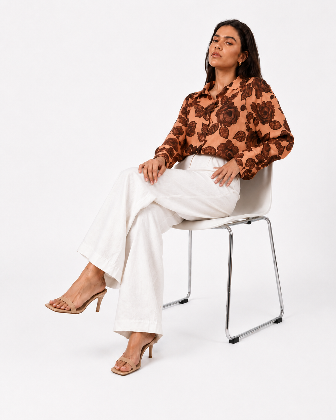 Mocha Orange Printed Shirt