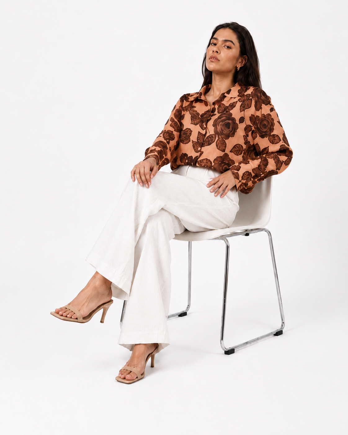 Mocha Orange Printed Shirt