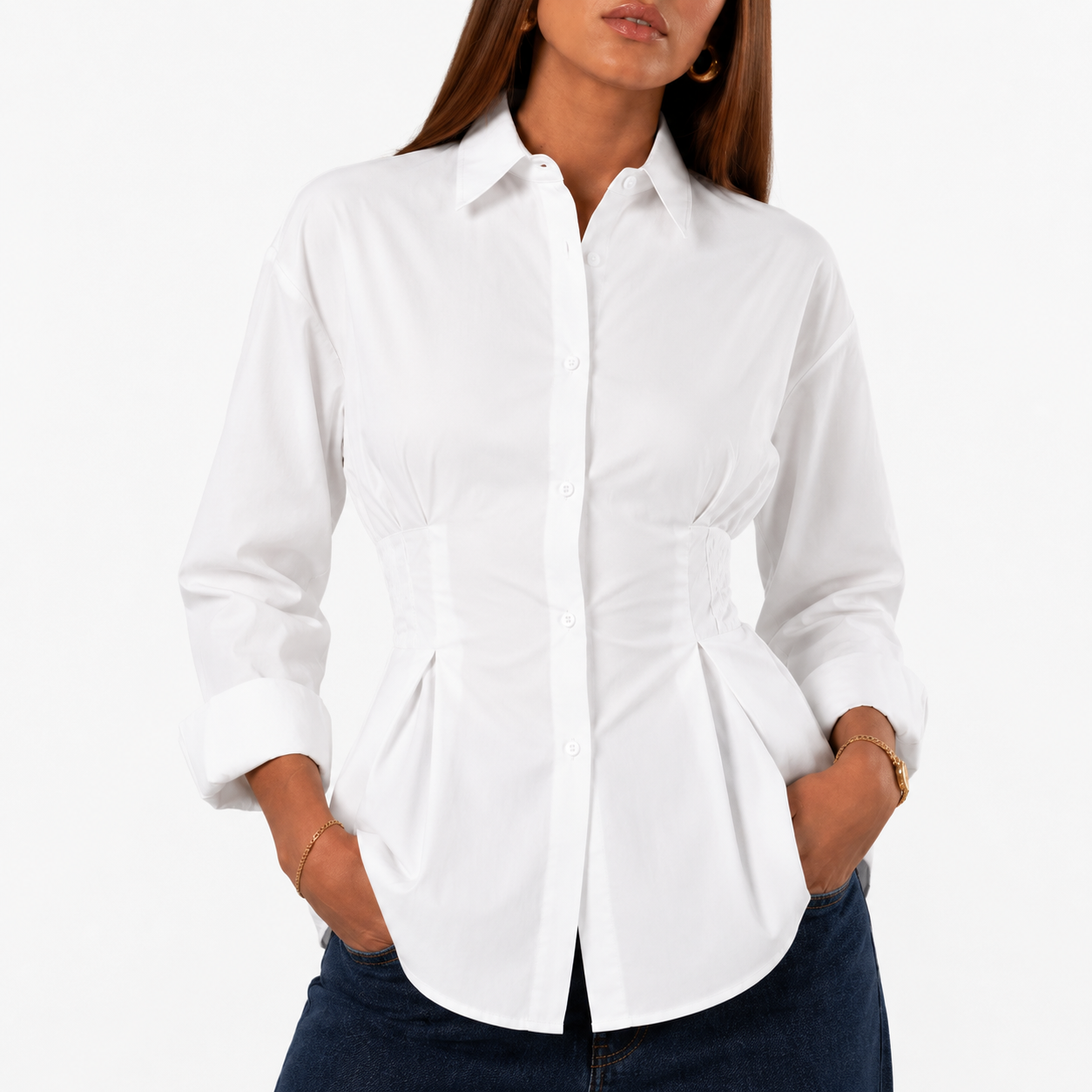 White Grace Cinched Shirt