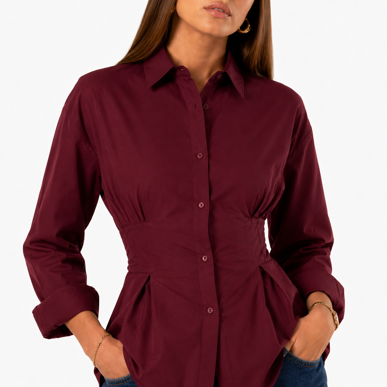 Burgundy Grace Cinched Shirt