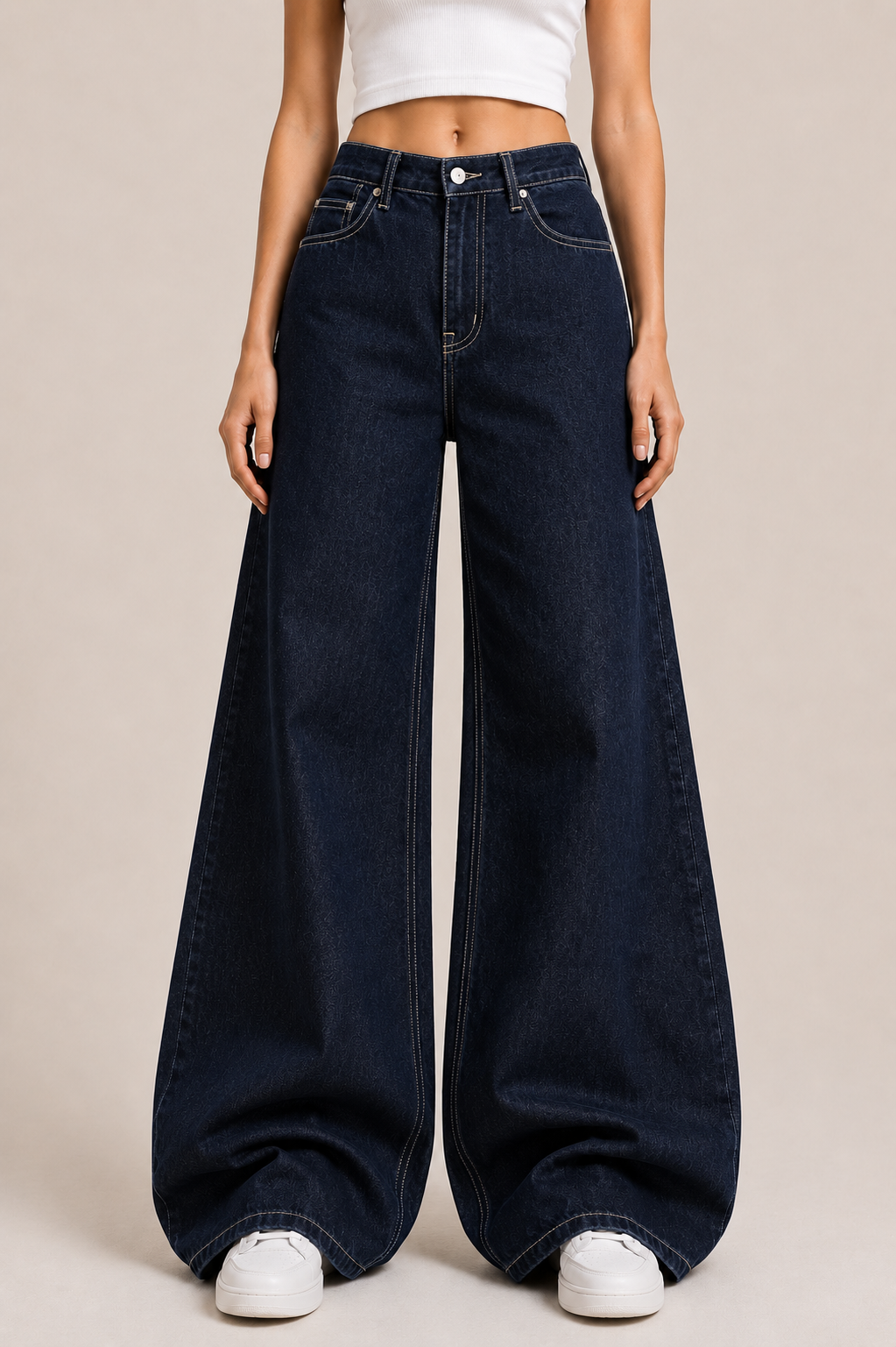 Raw Indigo Double Wide Leg Jeans