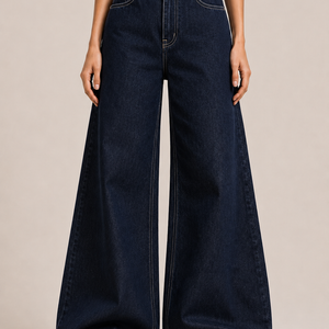 Raw Indigo Double Wide Leg Jeans