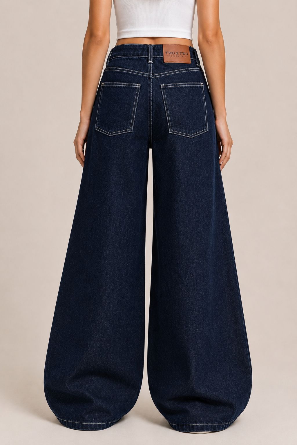 Raw Indigo Double Wide Leg Jeans