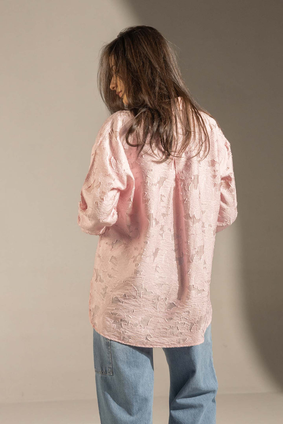 Rose Textured Relaxed Fit Button-Up Shirt