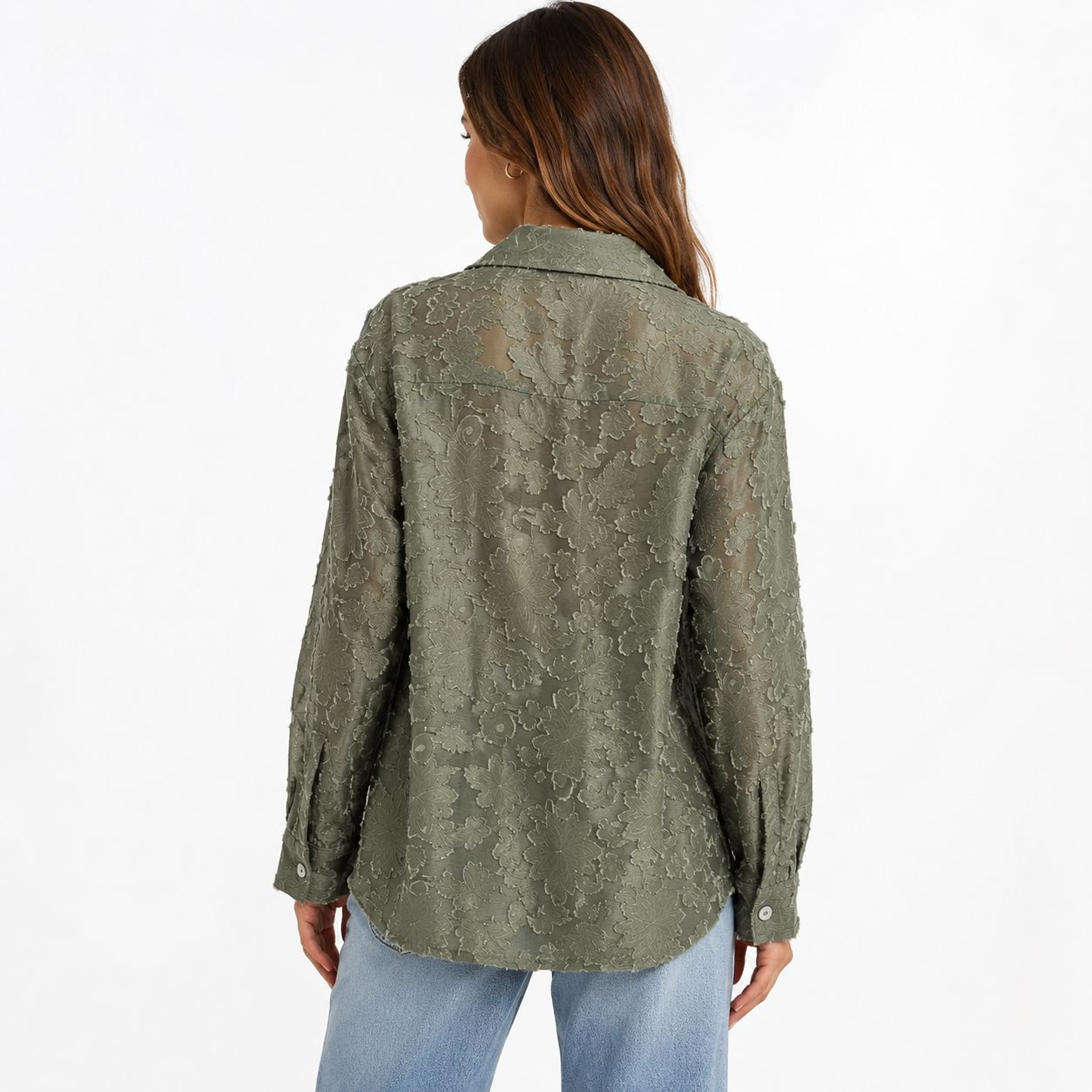 Olive Textured Relaxed Fit Button-Up Shirt