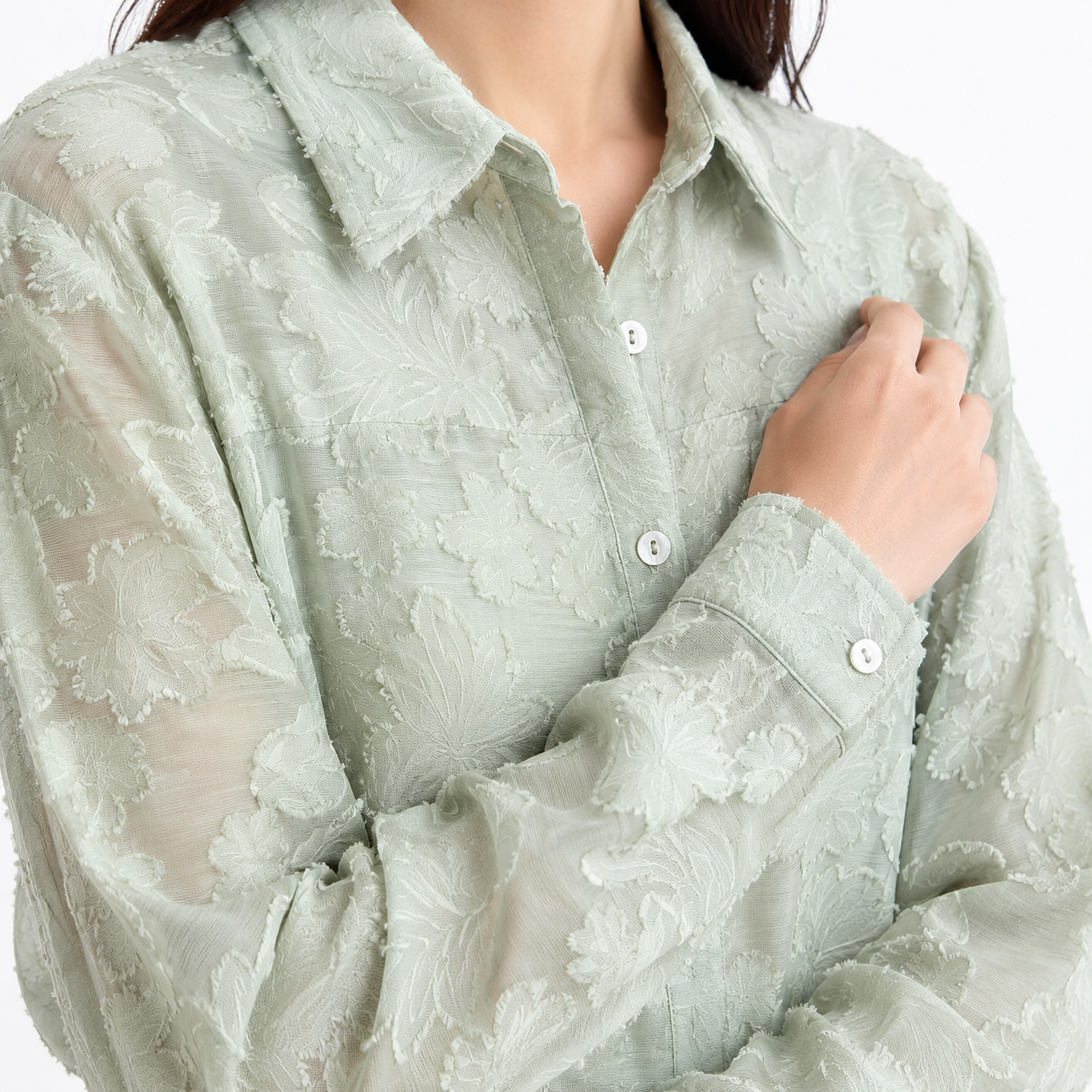 Mint Textured Relaxed Fit Button-Up Shirt