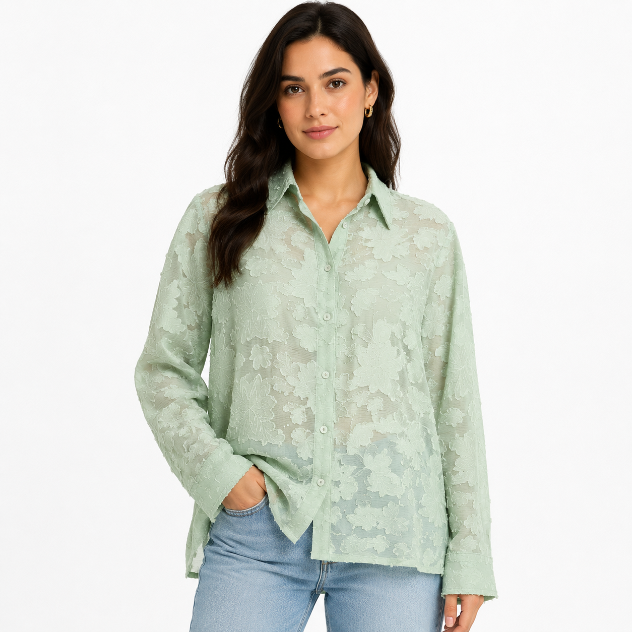 Mint Textured Relaxed Fit Button-Up Shirt