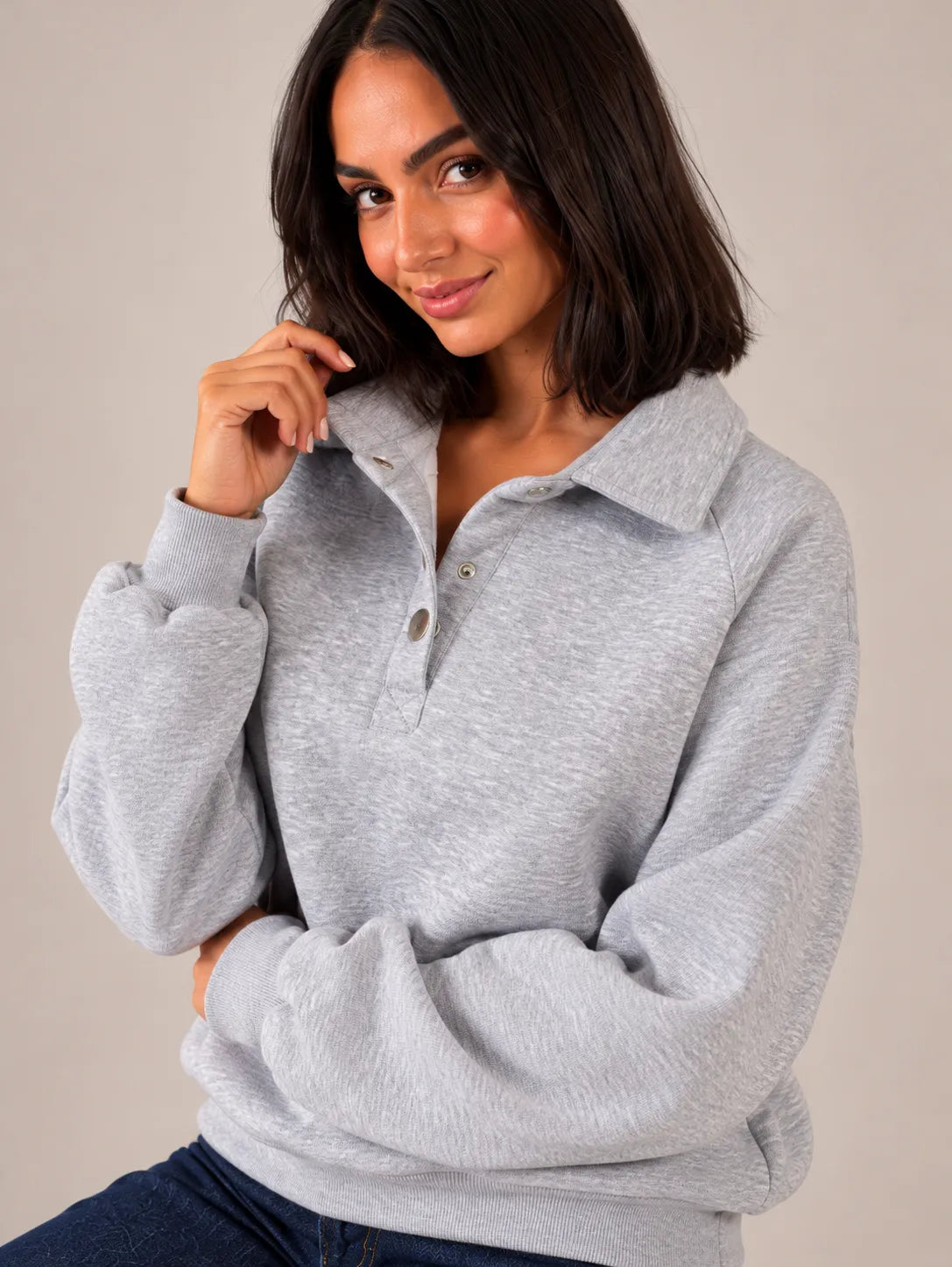 Grey Oversized Collar Sweater