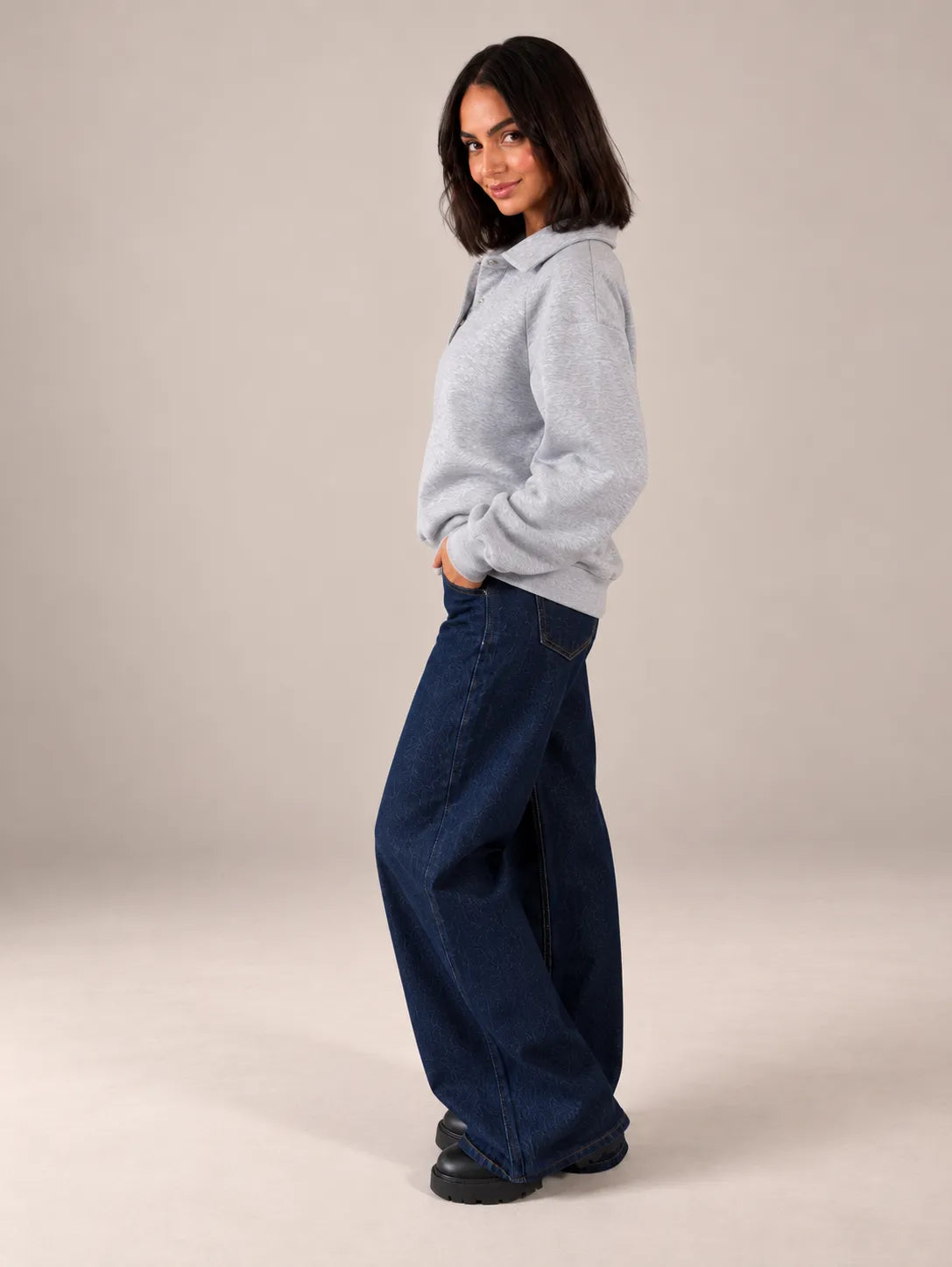 Grey Oversized Collar Sweater