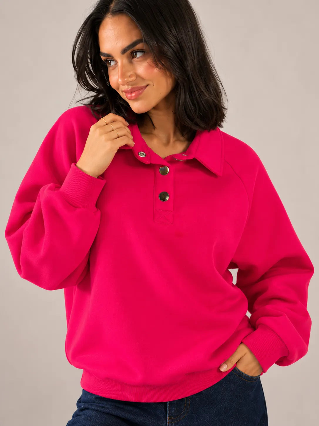 Hot Pink Oversized Collar Sweater